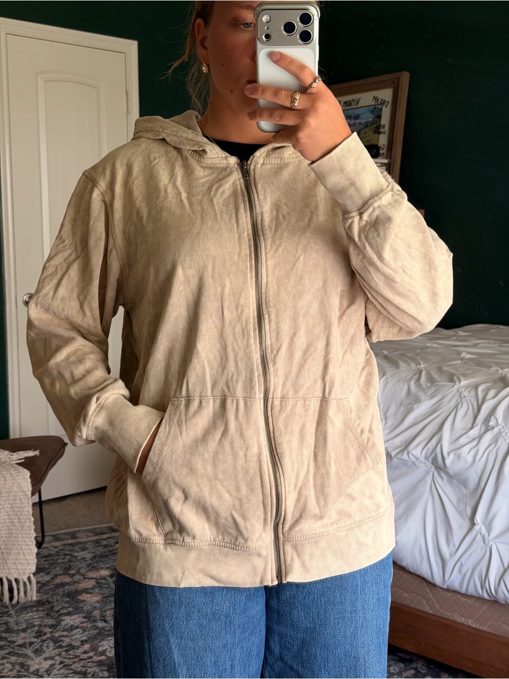 Streetwear Society Beige Zip-Up Hoodie Jacket